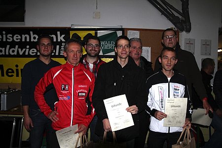 JVP Obmann Mathias Hipp, Alois Redl (2. Platz), JVP Bezirksobmann Christopher Edelmaier, Christoph Laister (1. Platz), Bürgermeister Johann Hölzl, Jürgen Hable (3. Platz), Jugendgemeinderat Markus Rabl