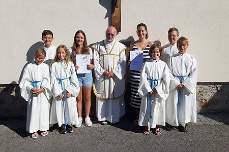 Laura Boden, Linus Hipp, Astrid Krecek, Sarah Artmann, P. Daniel Gärtner, Lilly Hipp, Felice Berger, Bernhard Krecek und Josef Danzinger