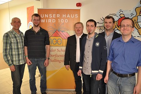 Vizebürgermeister Josef Schaden, Bernhard Kaufmann, VV-Obmann Josef Bauer, Obmannstellvertreter Thomas Ruß, Kassier Dietmar Hipp und Obmannstellvertreter Georg Höllrigl