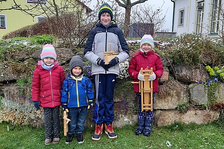 Die Ratscherkinder aus Walterschlag: Luisa Boden, Aaron Schleser, Felix Scheidl und Laura Boden.Nicht am Bild: Elias Boden